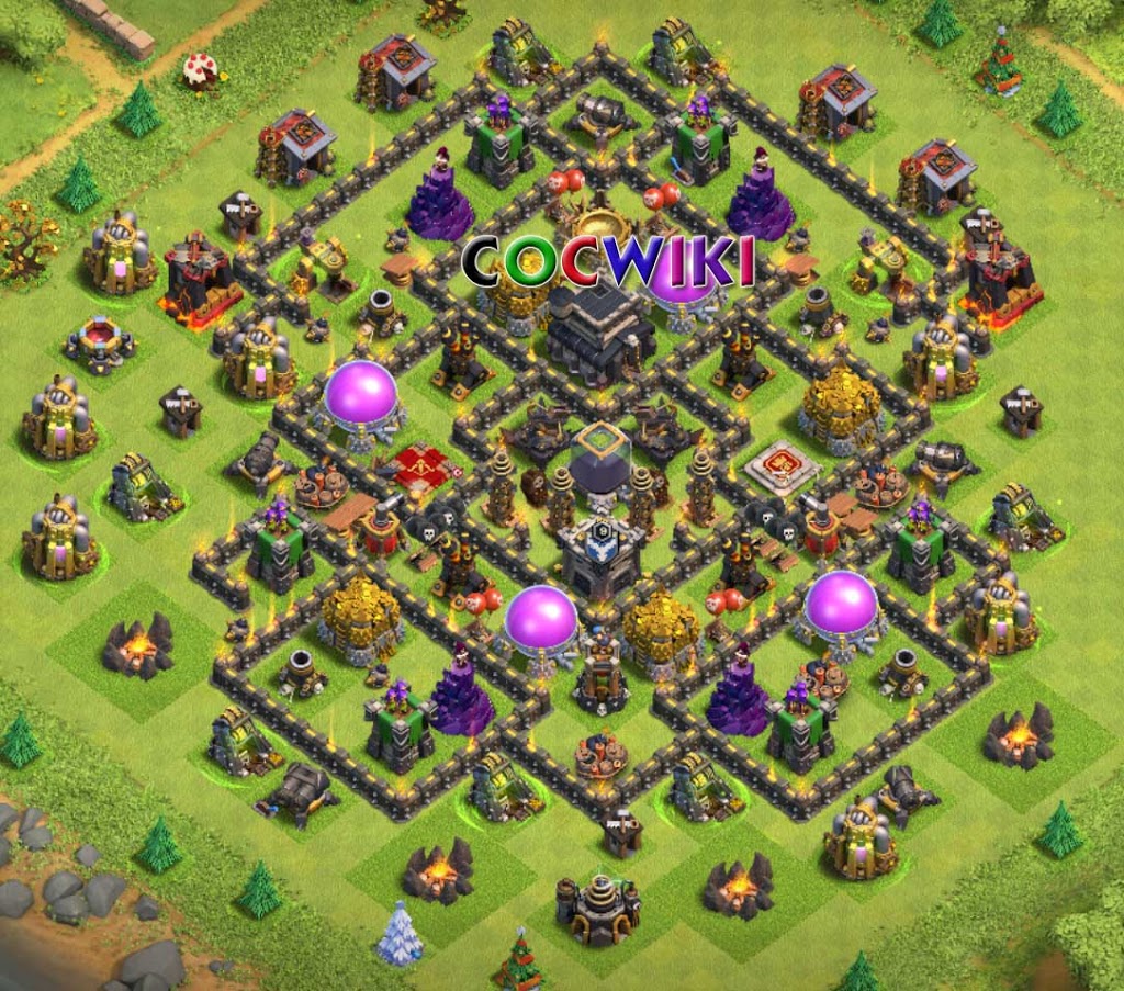 This best th9 bases link design has a strong placement of buildings. 